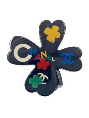 Chanel Clover Brooch with Bean Black Multicolor
